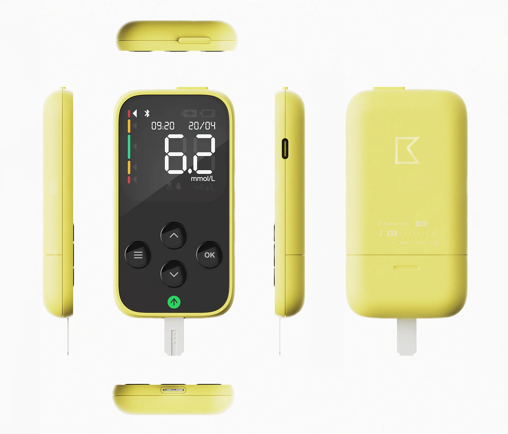 Projection views of the Kalium Health monitor
