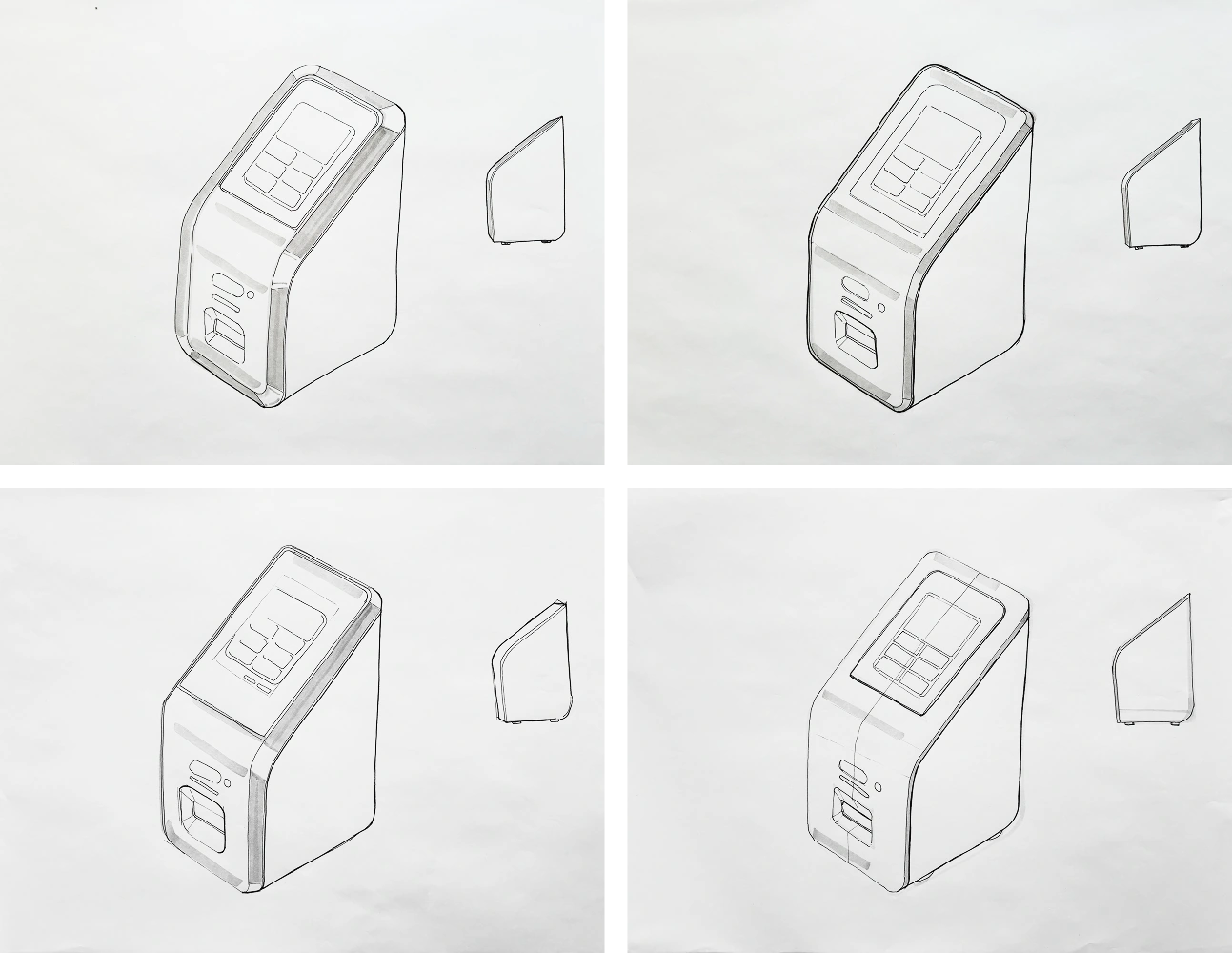 Industrial design sketches of the analyser