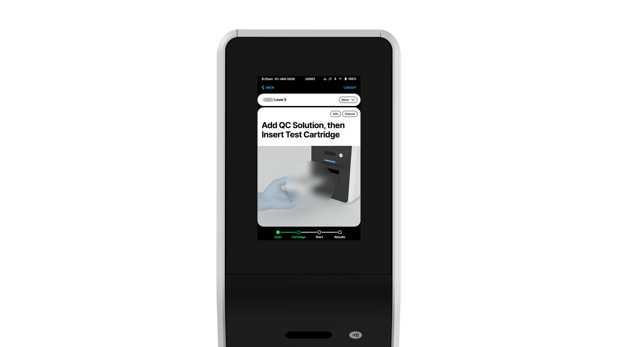 Start QC test workflow screen