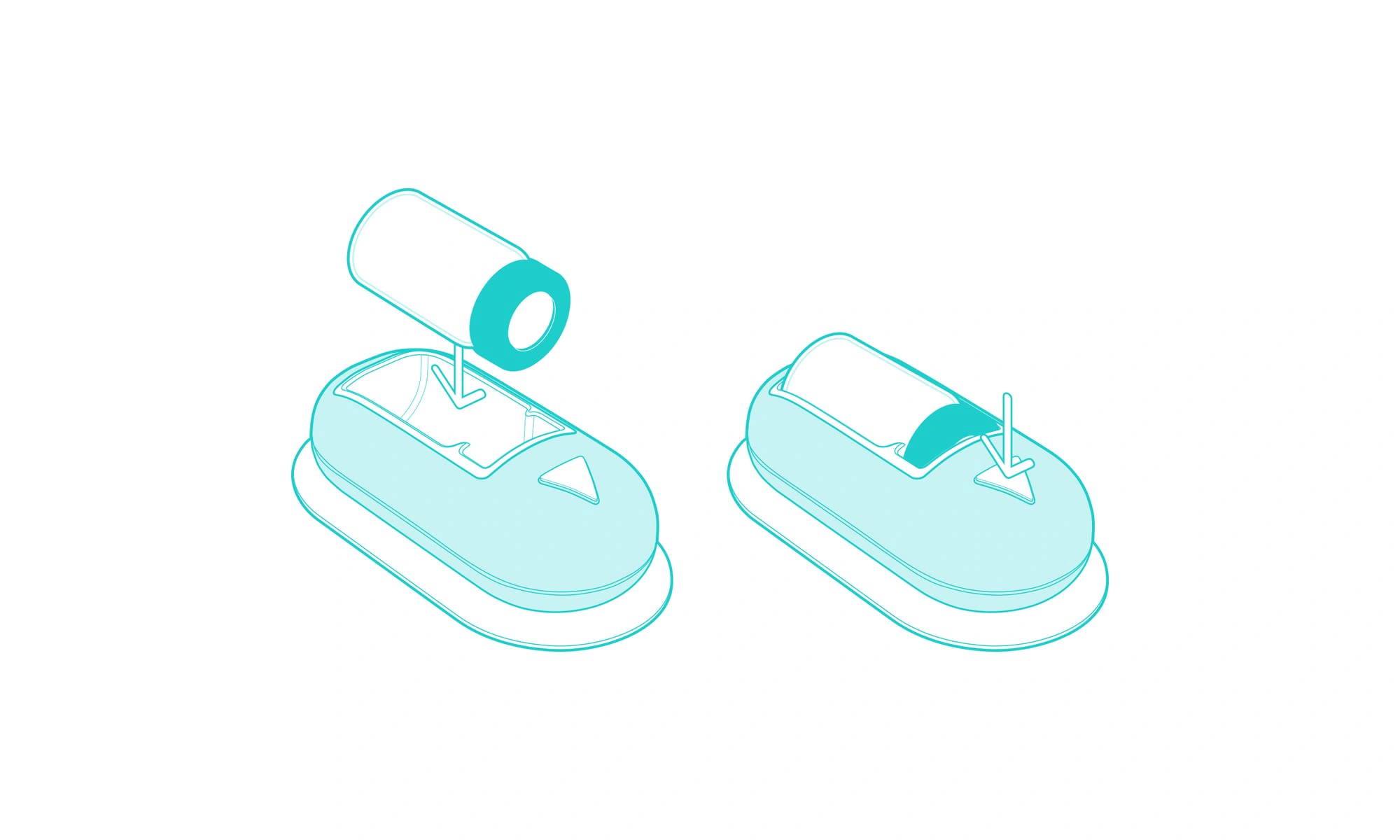 Line drawing showing vial insertion