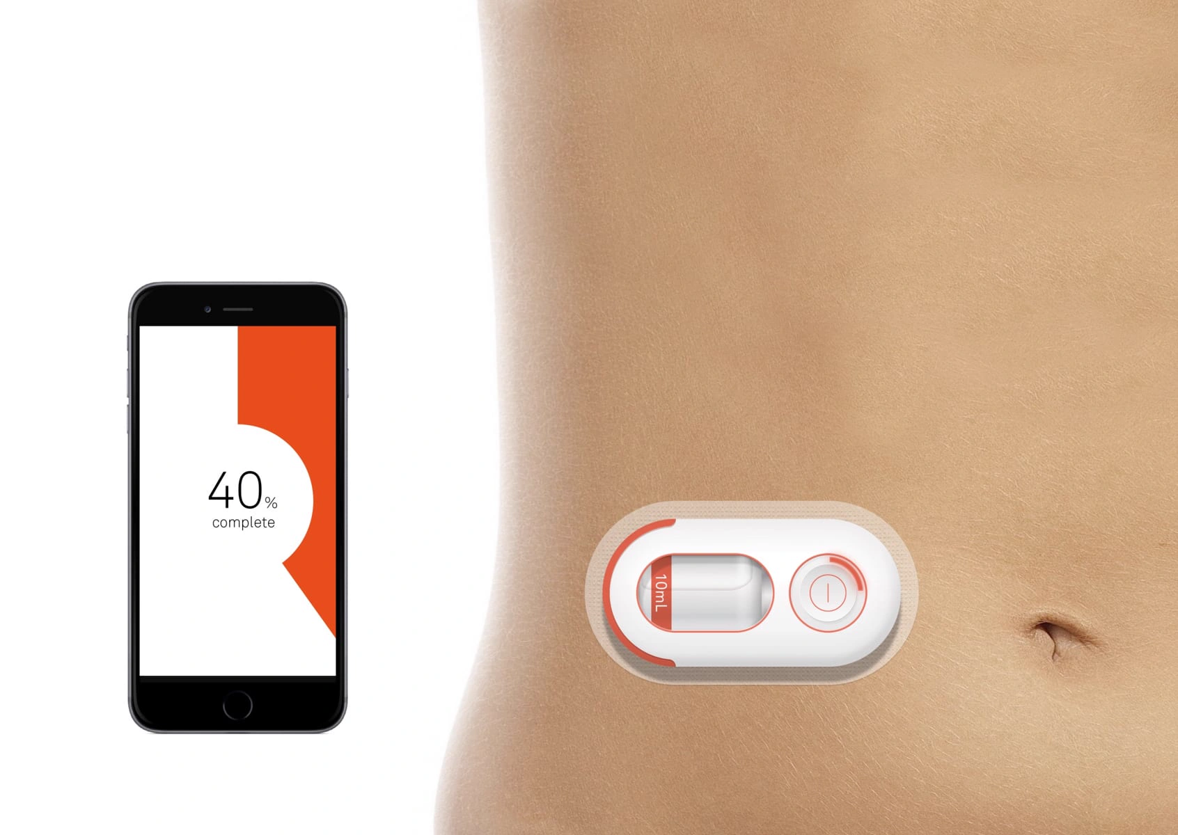 Companion app showing injection progress beside the device